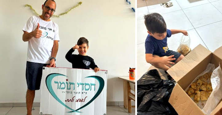 מהמתנדבים הצעירים בישראל: אלון זכריה בן החמש מחלק מזון לתושבי חדרה