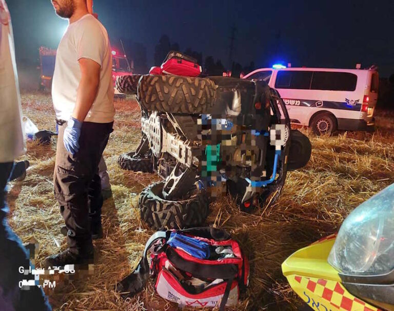 תאונת טרקטורון טראגית שנייה בתוך פחות משבוע בחדרה: בן 41 התהפך ומת, שני ילדים ניצלו